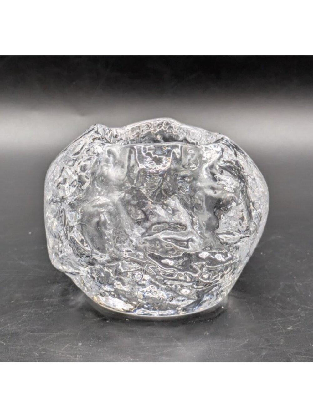 Kosta Boda Votive Candle Holder Snowball Clear Crystal Glass Sweden 3"